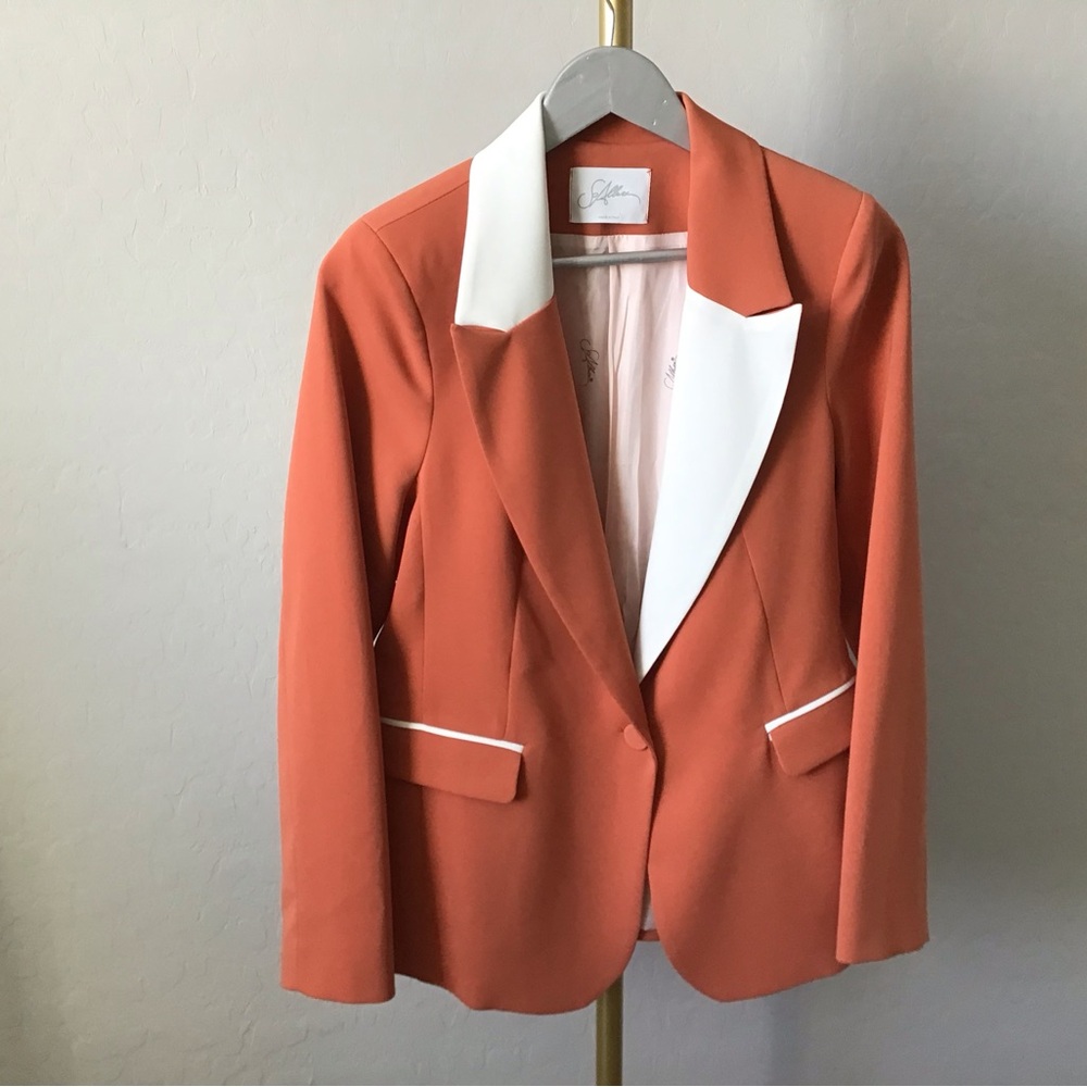Orange and Ivory Blazer with Tailored Fit - Picture 7 of 8
